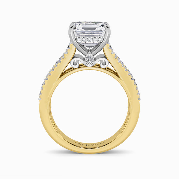 Asscher Cut Lab Diamond Engagement Ring with Princess, Baguette & Round Diamond Band (1.5CT+)