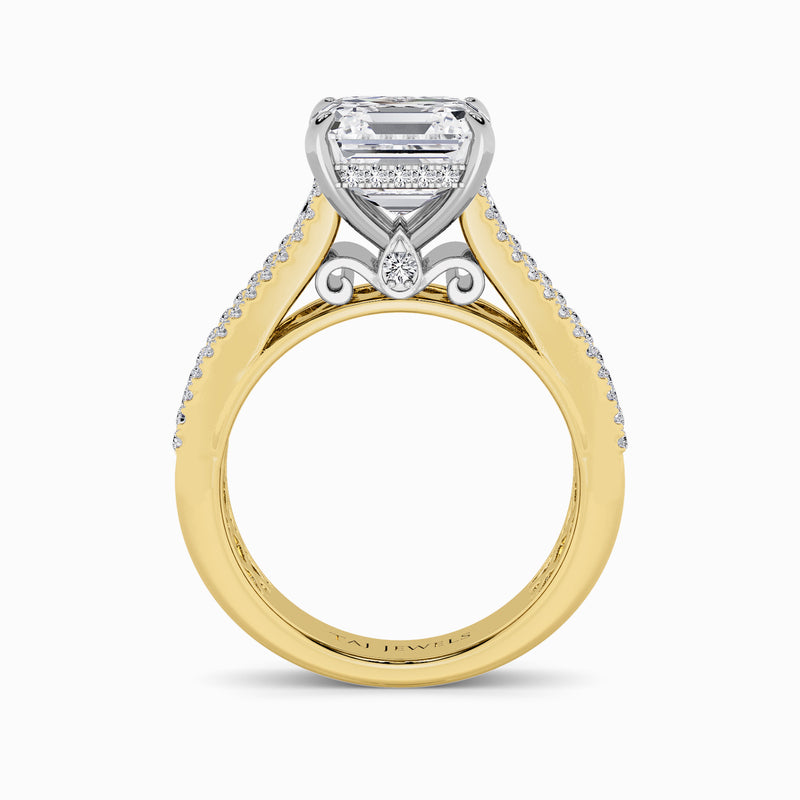 Asscher Cut Lab Diamond Engagement Ring with Princess, Baguette & Round Diamond Band (1.5CT+)