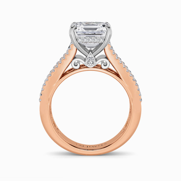 Cushion Cut Lab Diamond Engagement Ring with Princess, Baguette & Round Diamond Band (1.5CT+)