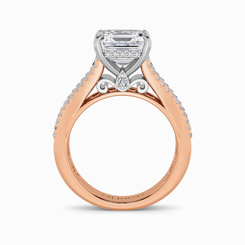 Cushion Cut Lab Diamond Engagement Ring with Princess, Baguette & Round Diamond Band (1.5CT+)