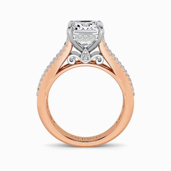 Emerald Cut Lab Diamond Engagement Ring with Princess, Baguette & Round Diamond Band (1.5CT+)