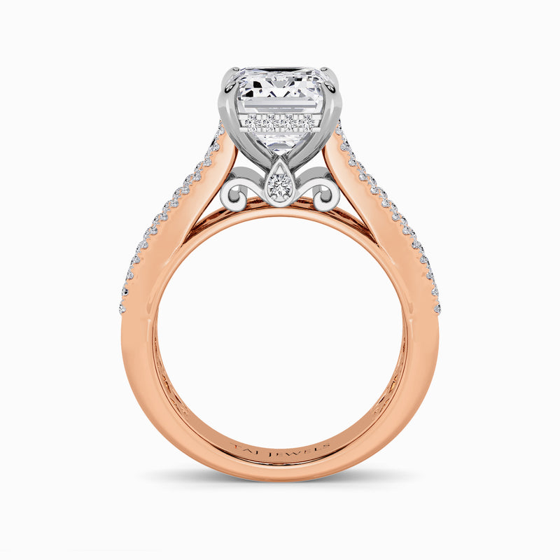Emerald Cut Lab Diamond Engagement Ring with Princess, Baguette & Round Diamond Band (1.5CT+)