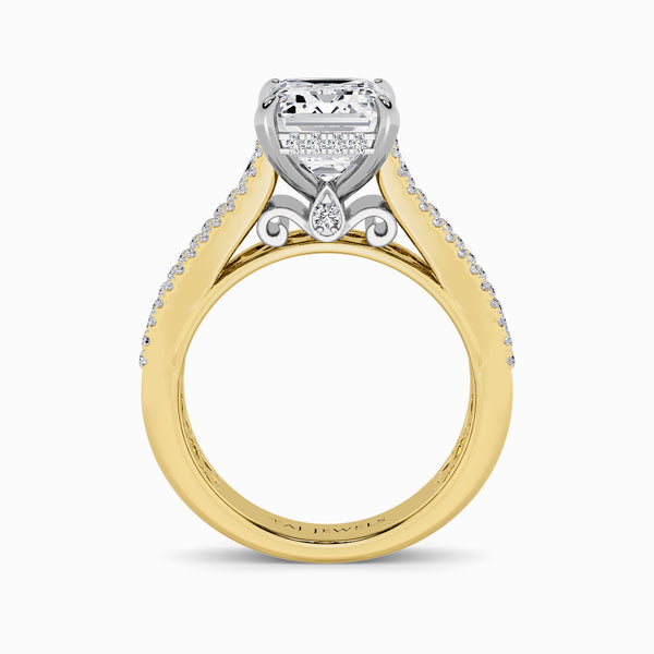 Emerald Cut Lab Diamond Engagement Ring with Princess, Baguette & Round Diamond Band (1.5CT+)