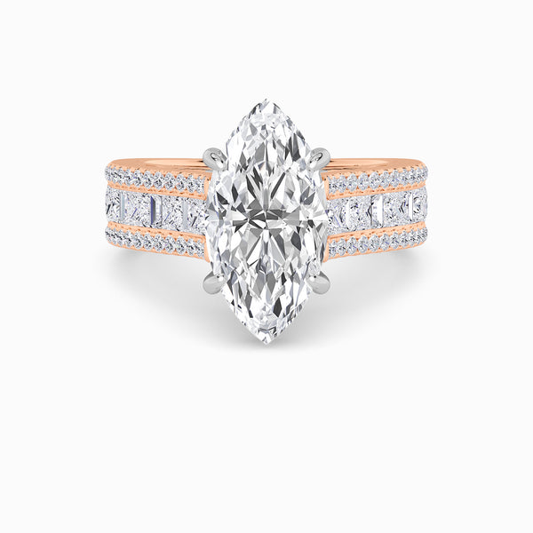 Marquise Brilliant Lab Diamond Engagement Ring with Princess, Baguette & Round Diamond Band (1.5CT+)