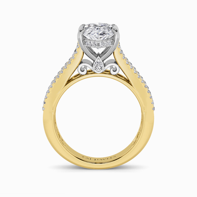 Marquise Brilliant Lab Diamond Engagement Ring with Princess, Baguette & Round Diamond Band (1.5CT+)