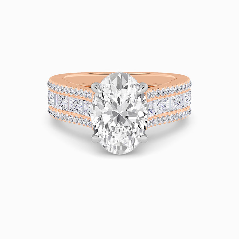 Oval Brilliant Lab Diamond Engagement Ring with Princess, Baguette & Round Diamond Band (1.5CT+)