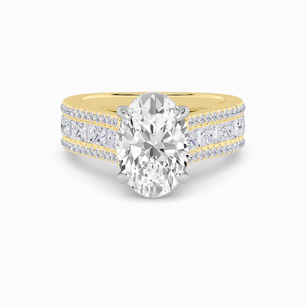 Oval Brilliant Lab Diamond Engagement Ring with Princess, Baguette & Round Diamond Band (1.5CT+)