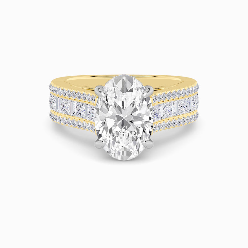 Oval Brilliant Lab Diamond Engagement Ring with Princess, Baguette & Round Diamond Band (1.5CT+)