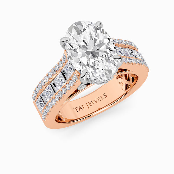 Oval Brilliant Lab Diamond Engagement Ring with Princess, Baguette & Round Diamond Band (1.5CT+)