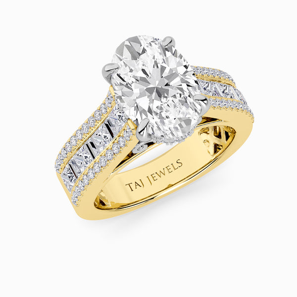 Oval Brilliant Lab Diamond Engagement Ring with Princess, Baguette & Round Diamond Band (1.5CT+)