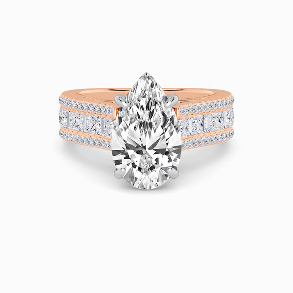 Pear Brilliant Lab Diamond Engagement Ring with Princess, Baguette & Round Diamond Band (1.5CT+)