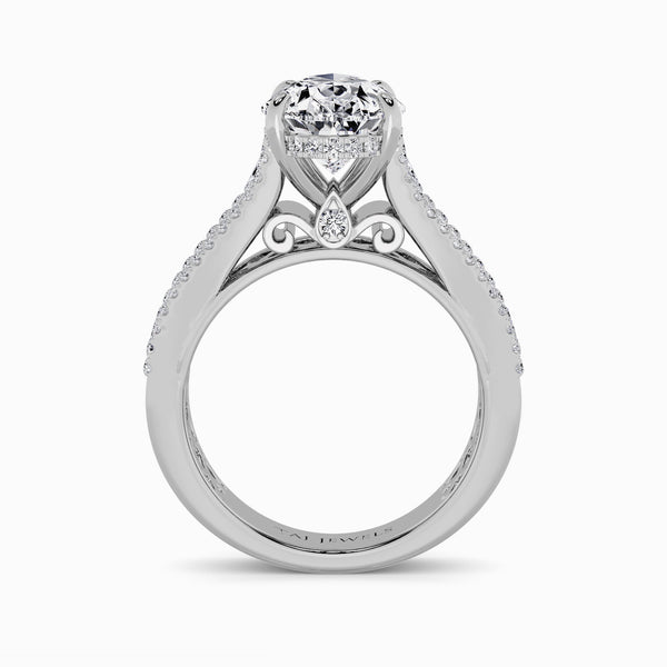 Pear Brilliant Lab Diamond Engagement Ring with Princess, Baguette & Round Diamond Band (1.5CT+)