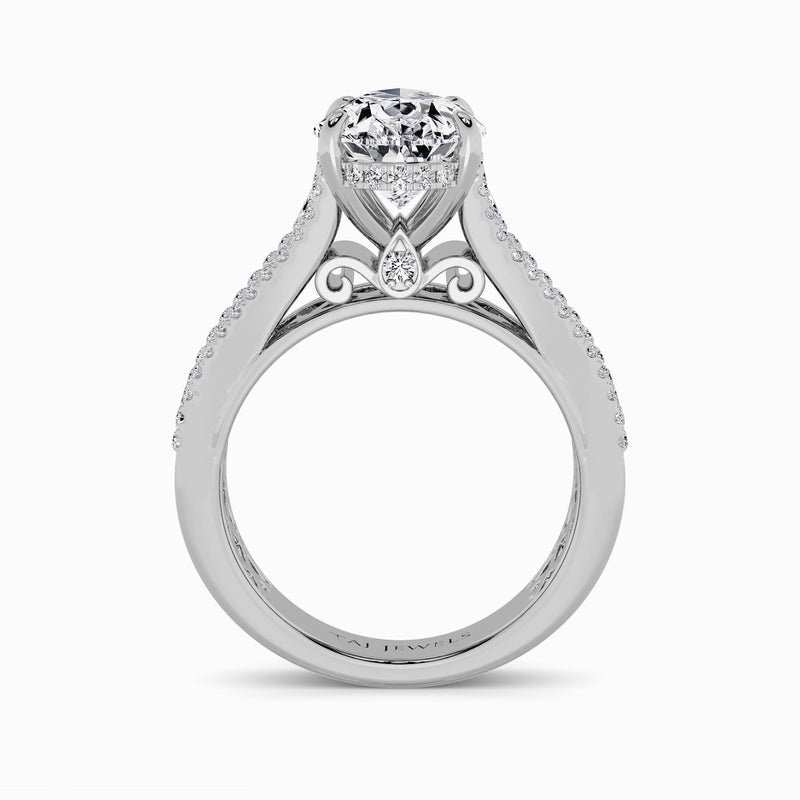 Pear Brilliant Lab Diamond Engagement Ring with Princess, Baguette & Round Diamond Band (1.5CT+)