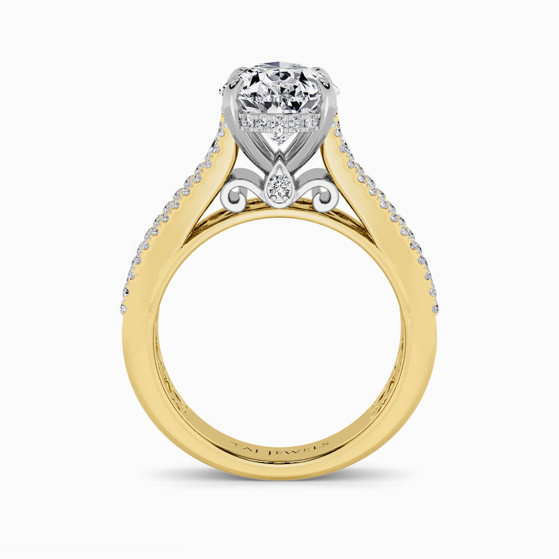 Pear Brilliant Lab Diamond Engagement Ring with Princess, Baguette & Round Diamond Band (1.5CT+)