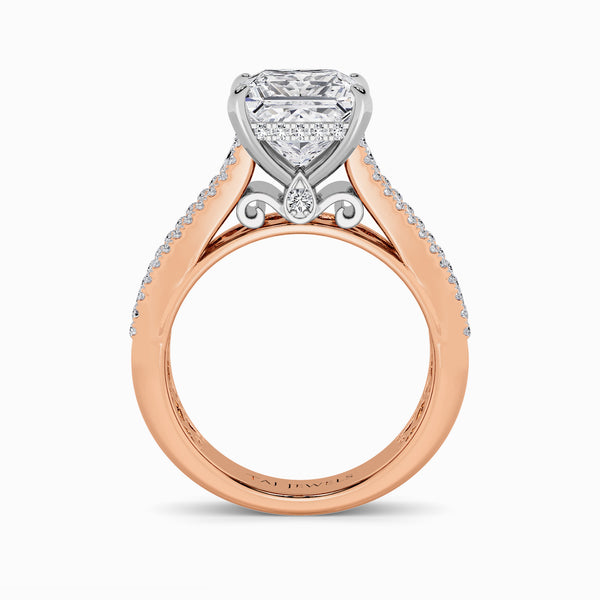 Princess Cut Lab Diamond Engagement Ring with Princess, Baguette & Round Diamond Band (1.5CT+)
