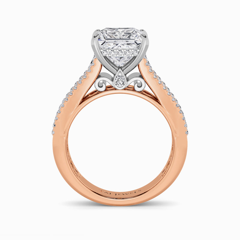 Princess Cut Lab Diamond Engagement Ring with Princess, Baguette & Round Diamond Band (1.5CT+)