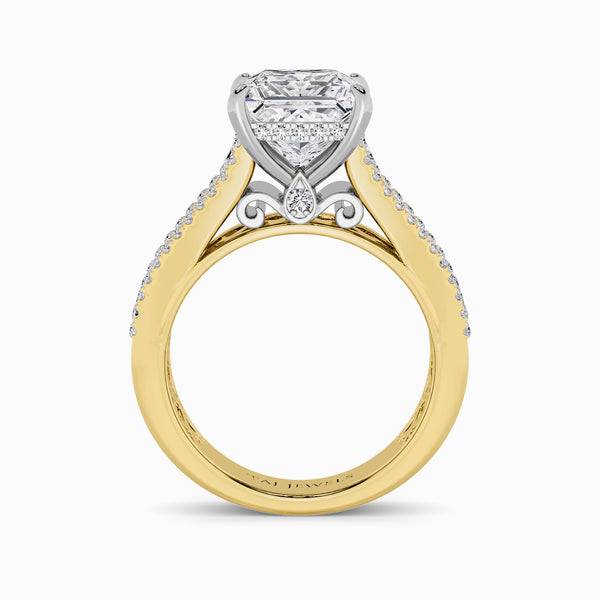 Princess Cut Lab Diamond Engagement Ring with Princess, Baguette & Round Diamond Band (1.5CT+)