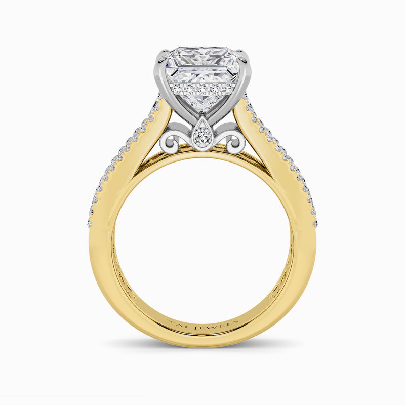 Princess Cut Lab Diamond Engagement Ring with Princess, Baguette & Round Diamond Band (1.5CT+)
