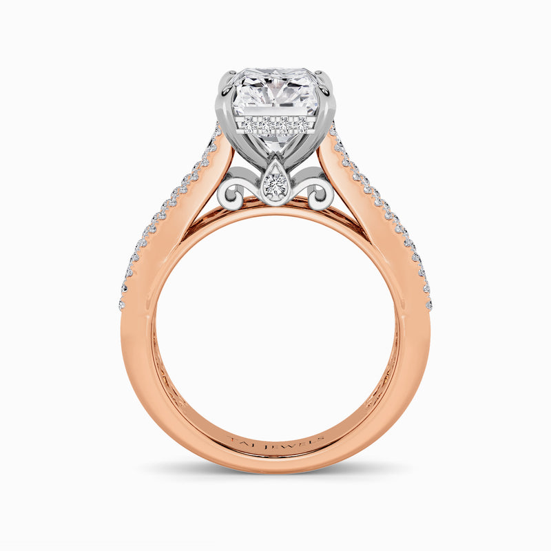 Radiant Cut Lab Diamond Engagement Ring with Princess, Baguette & Round Diamond Band (1.5CT+)