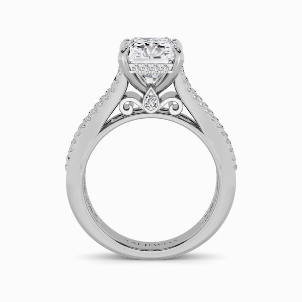 Radiant Cut Lab Diamond Engagement Ring with Princess, Baguette & Round Diamond Band (1.5CT+)