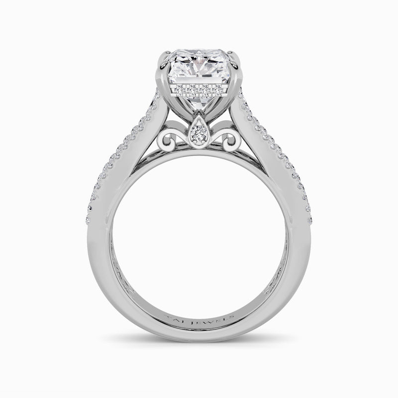 Radiant Cut Lab Diamond Engagement Ring with Princess, Baguette & Round Diamond Band (1.5CT+)