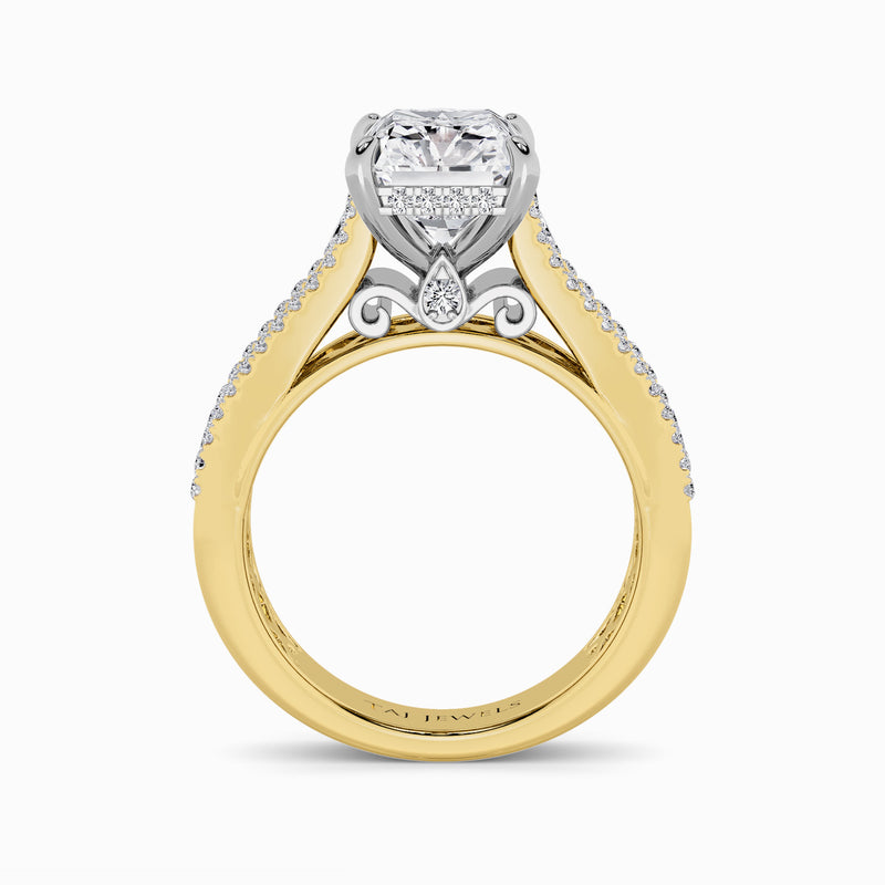 Radiant Cut Lab Diamond Engagement Ring with Princess, Baguette & Round Diamond Band (1.5CT+)