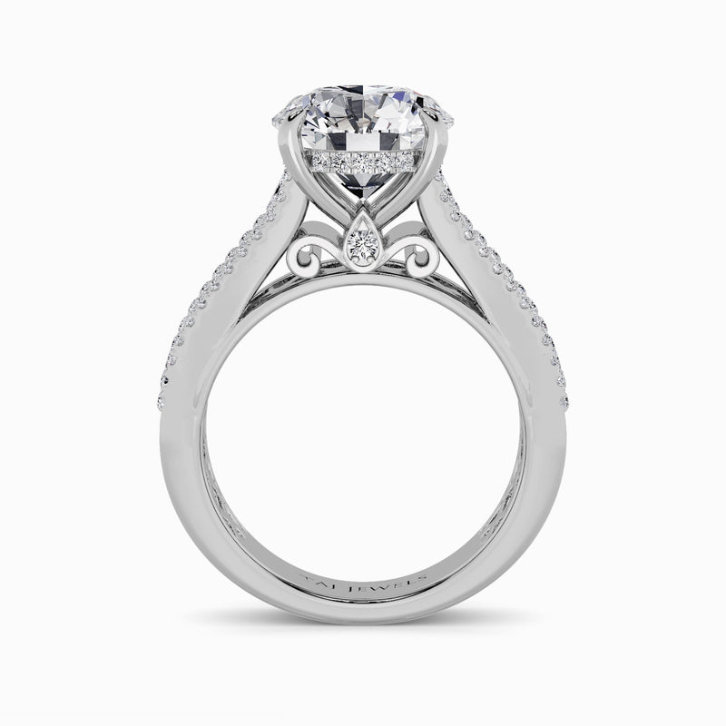 Round Brilliant Lab Diamond Engagement Ring with Princess, Baguette & Round Diamond Band (1.5CT+)