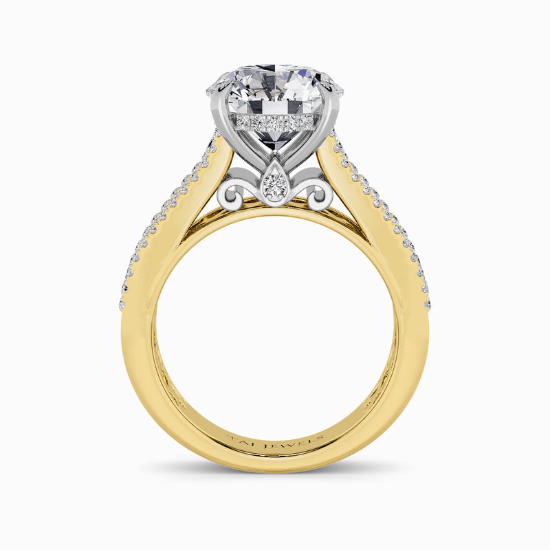 Round Brilliant Lab Diamond Engagement Ring with Princess, Baguette & Round Diamond Band (1.5CT+)