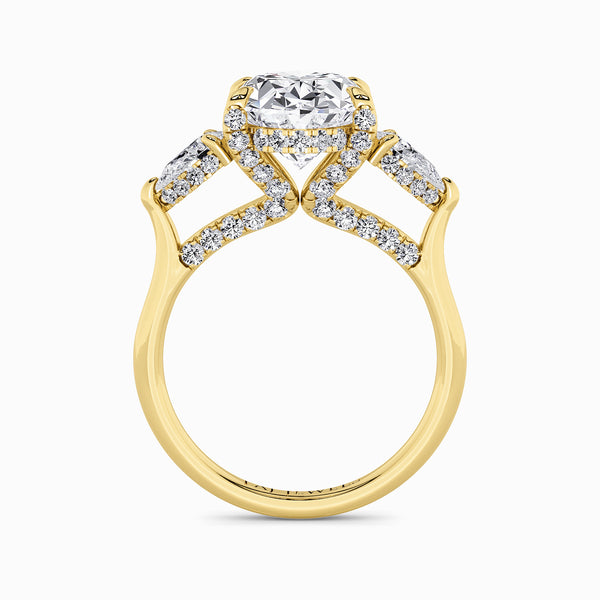 Oval Trilogy Lab Diamond Engagement Ring With Pear Side Diamonds & Diamond Gallery (1.50CT+)