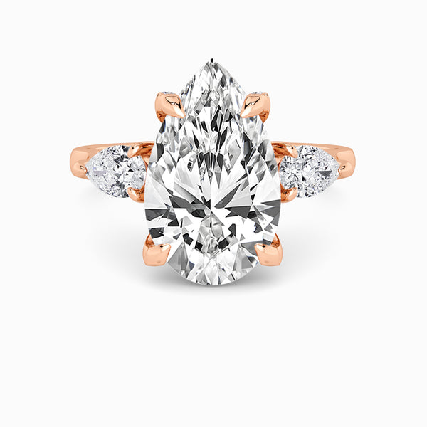 Pear Trilogy Lab Diamond Engagement Ring With Pear Side Diamonds & Diamond Gallery (1.50CT+)