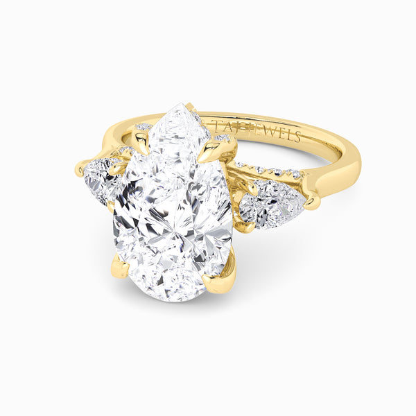 Pear Trilogy Lab Diamond Engagement Ring With Pear Side Diamonds & Diamond Gallery (1.50CT+)