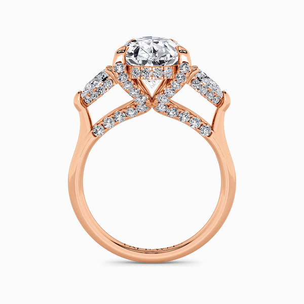 Pear Trilogy Lab Diamond Engagement Ring With Pear Side Diamonds & Diamond Gallery (1.50CT+)