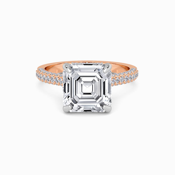 Asscher Cut 3D Pavé Cathedral Lab Diamond Engagement Ring (1.00ct+)