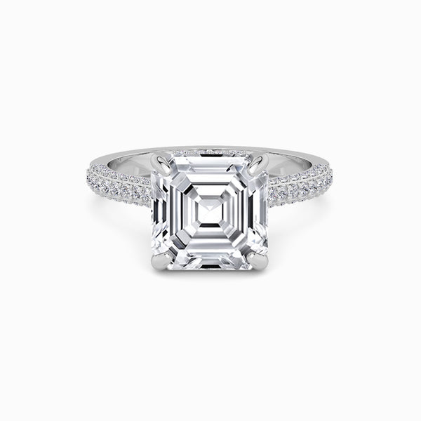 Asscher Cut 3D Pavé Cathedral Lab Diamond Engagement Ring (1.00ct+)