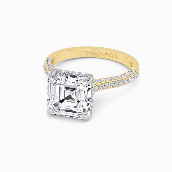 Asscher Cut 3D Pavé Cathedral Lab Diamond Engagement Ring (1.00ct+)