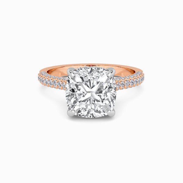 Cushion Cut 3D Pavé Cathedral Lab Diamond Engagement Ring (1.00ct+)
