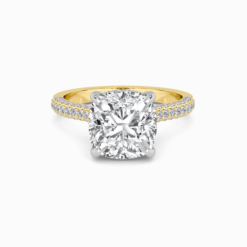 Cushion Cut 3D Pavé Cathedral Lab Diamond Engagement Ring (1.00ct+)