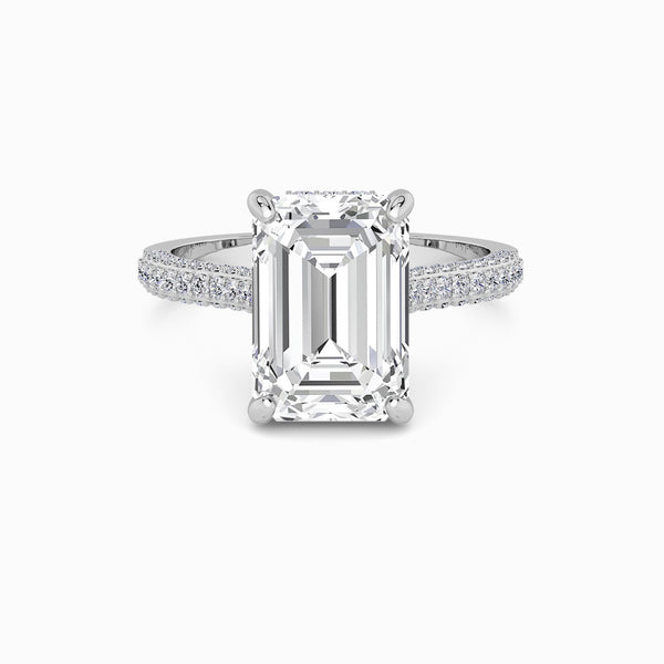 Emerald Cut 3D Pavé Cathedral Lab Diamond Engagement Ring (1.00ct+)