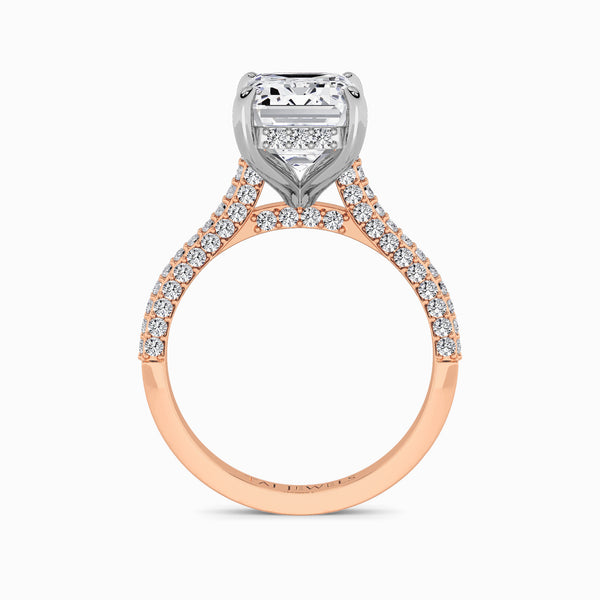 Emerald Cut 3D Pavé Cathedral Lab Diamond Engagement Ring (1.00ct+)