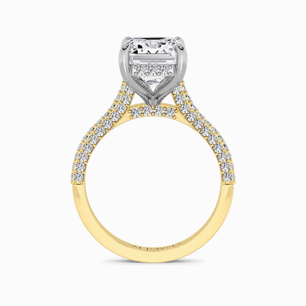 Emerald Cut 3D Pavé Cathedral Lab Diamond Engagement Ring (1.00ct+)