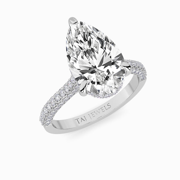 Pear Brilliant Cut 3D Pavé Cathedral Lab Diamond Engagement Ring (1.00ct+)