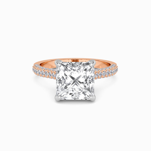 Princess Cut 3D Pavé Cathedral Lab Diamond Engagement Ring (1.00ct+)