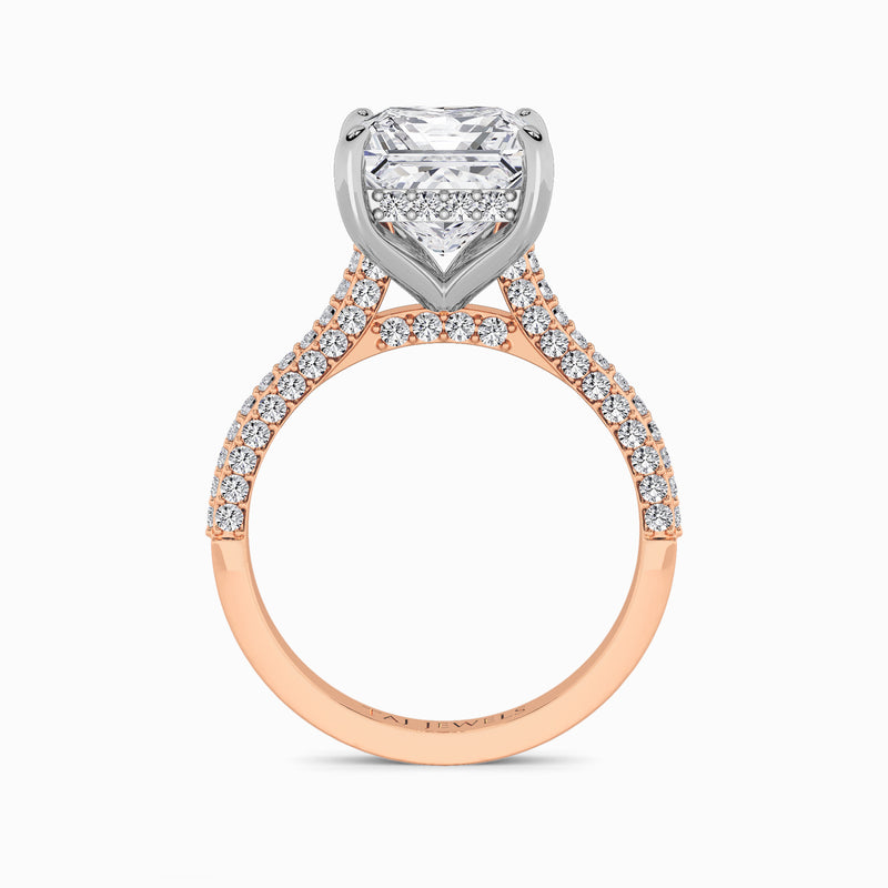 Princess Cut 3D Pavé Cathedral Lab Diamond Engagement Ring (1.00ct+)