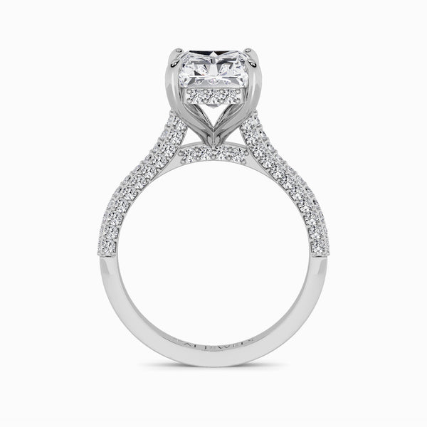 Radiant Cut 3D Pavé Cathedral Lab Diamond Engagement Ring (1.00ct+)