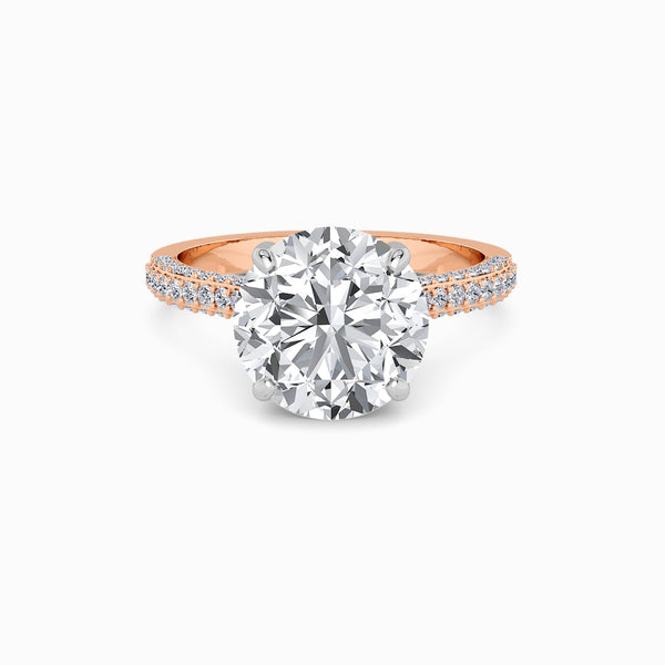 Round Brilliant Cut 3D Pavé Cathedral Lab Diamond Engagement Ring (1.00ct+)