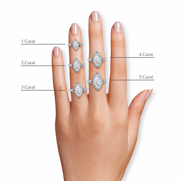 Marquise Brilliant Cut Lab Diamond 3D Pave Split Shank Halo Engagement Ring (1.00ct+)