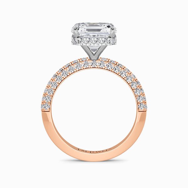 Asscher Cut 3D Pave Lab Diamond Engagement Ring (Floating Head) (1ct+)