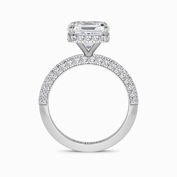 Asscher Cut 3D Pave Lab Diamond Engagement Ring (Floating Head) (1ct+)
