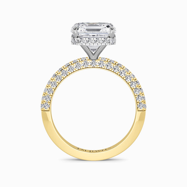 Asscher Cut 3D Pave Lab Diamond Engagement Ring (Floating Head) (1ct+)