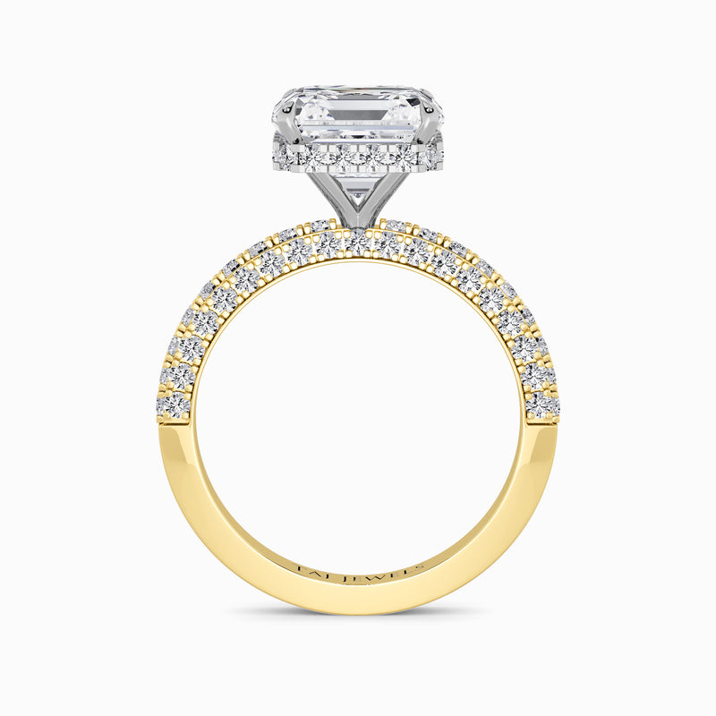 Asscher Cut 3D Pave Lab Diamond Engagement Ring (Floating Head) (1ct+)